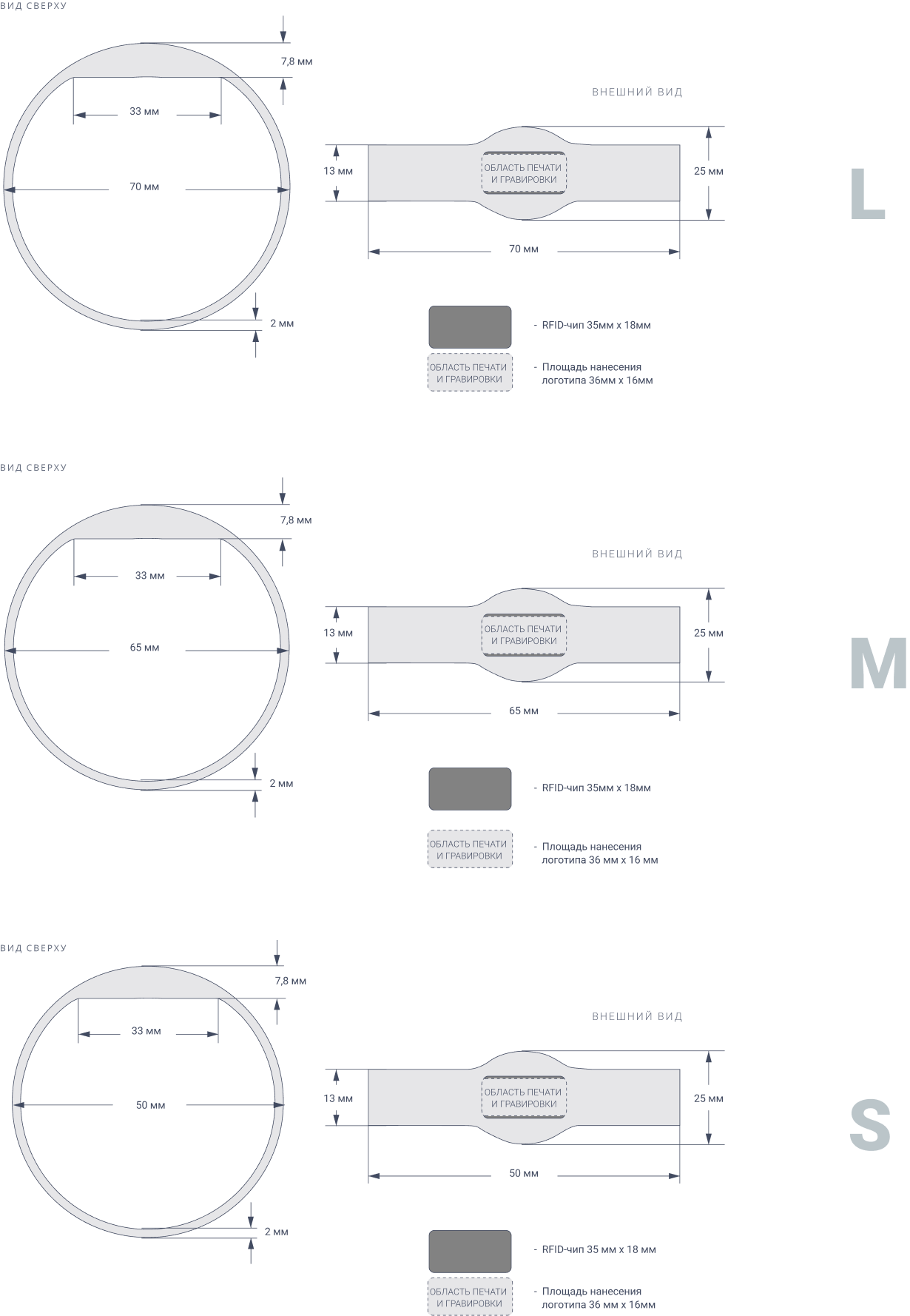 Силиконовый RFID-браслет с круглым чипом