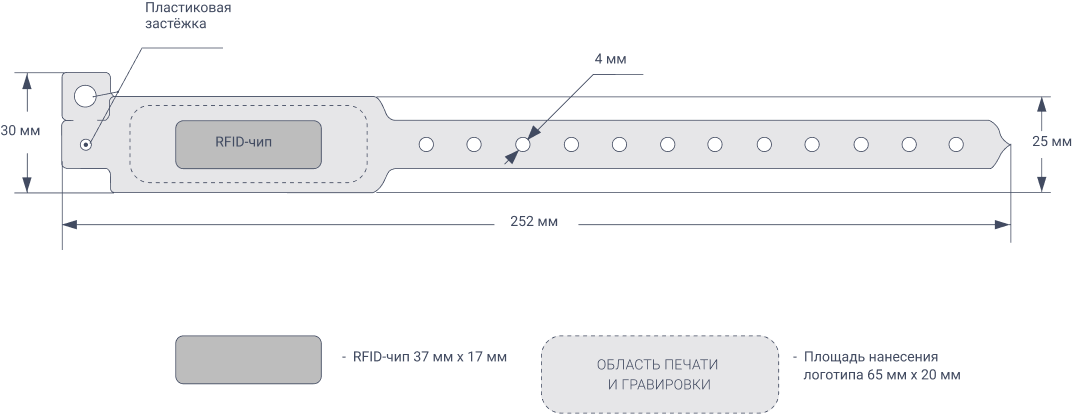 Виниловый RFID-браслет с гибким чипом